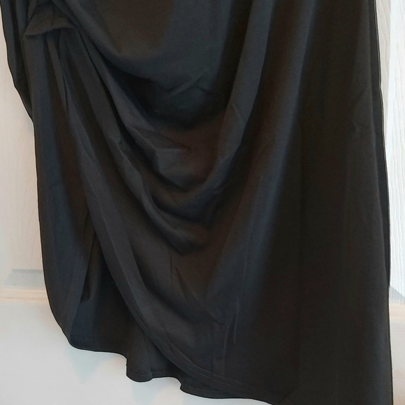 069. Black Side Shirring Short Sleeve Mini Dress Size S - Picture 11 of 13